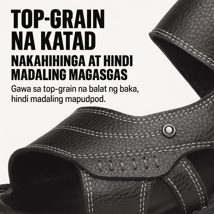 Men’s Leather Sandals with Silver Buckle