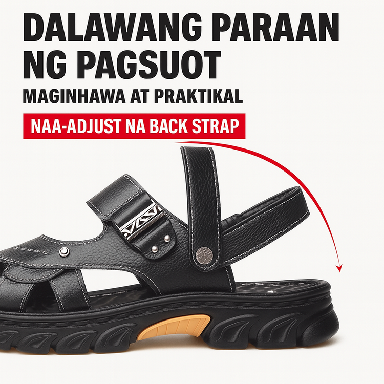 Men’s Leather Sandals with Silver Buckle