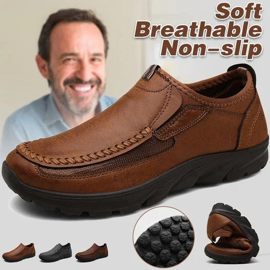 ⏰Limited Time Sale 50% OFF-Men’s Handmade Premium Leather Slip-On Driving Boots – Wide Toe, Arch Support