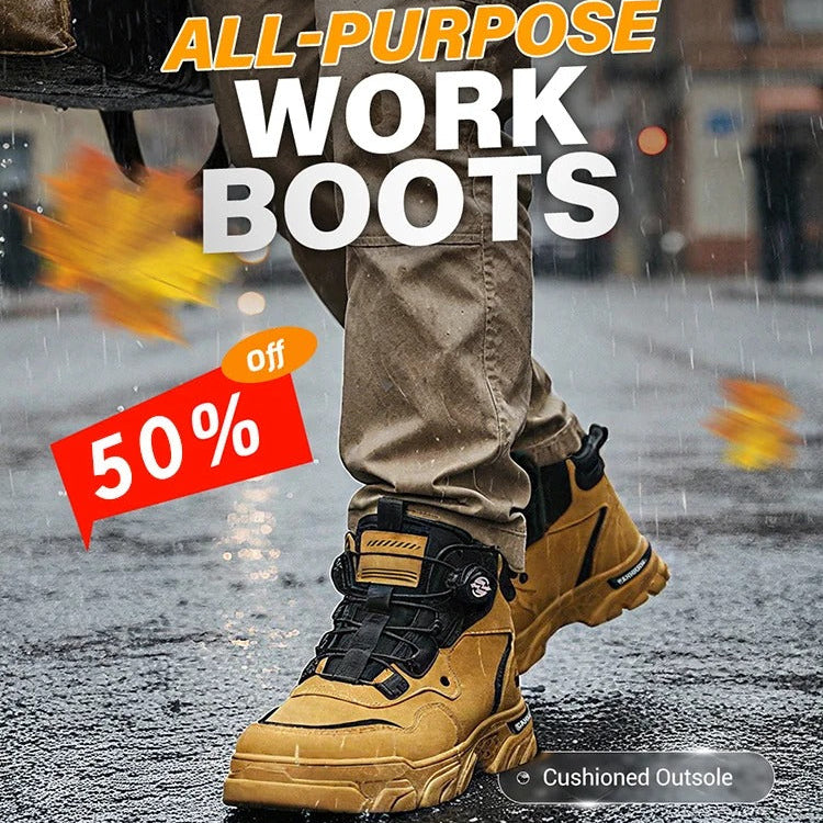 ⏰Men's outdoor swivel buckle work shoes（Waterproof, Anti-slip,Comfortable and Breathable）