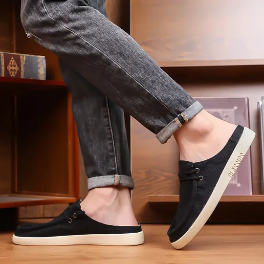 Men's Linen Slip-On Backless Mule Shoes
