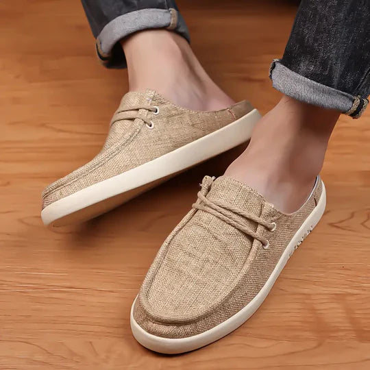 Men's Linen Slip-On Backless Mule Shoes