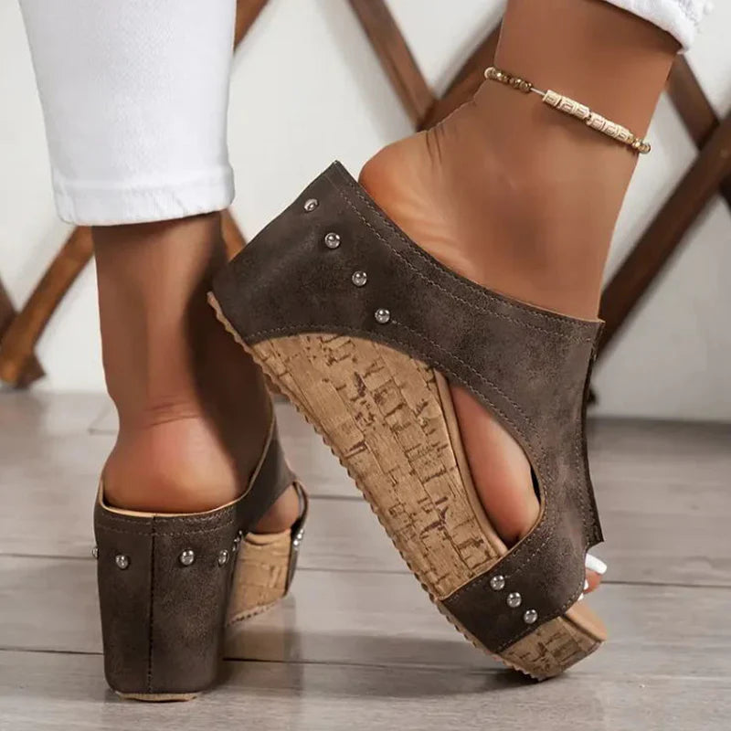 Women Fashion Peep Toe Wedge Heel Sandals