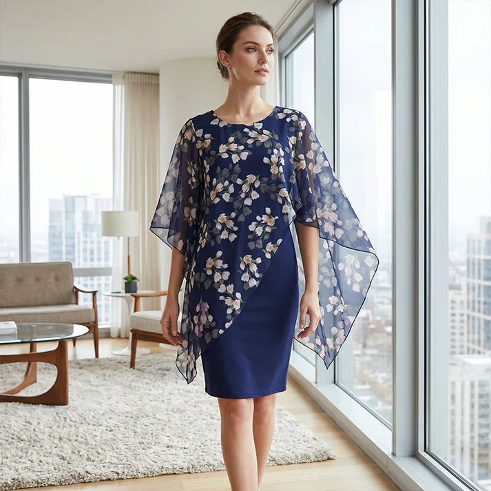 Elegant Printed Chiffon Two-Piece Dress